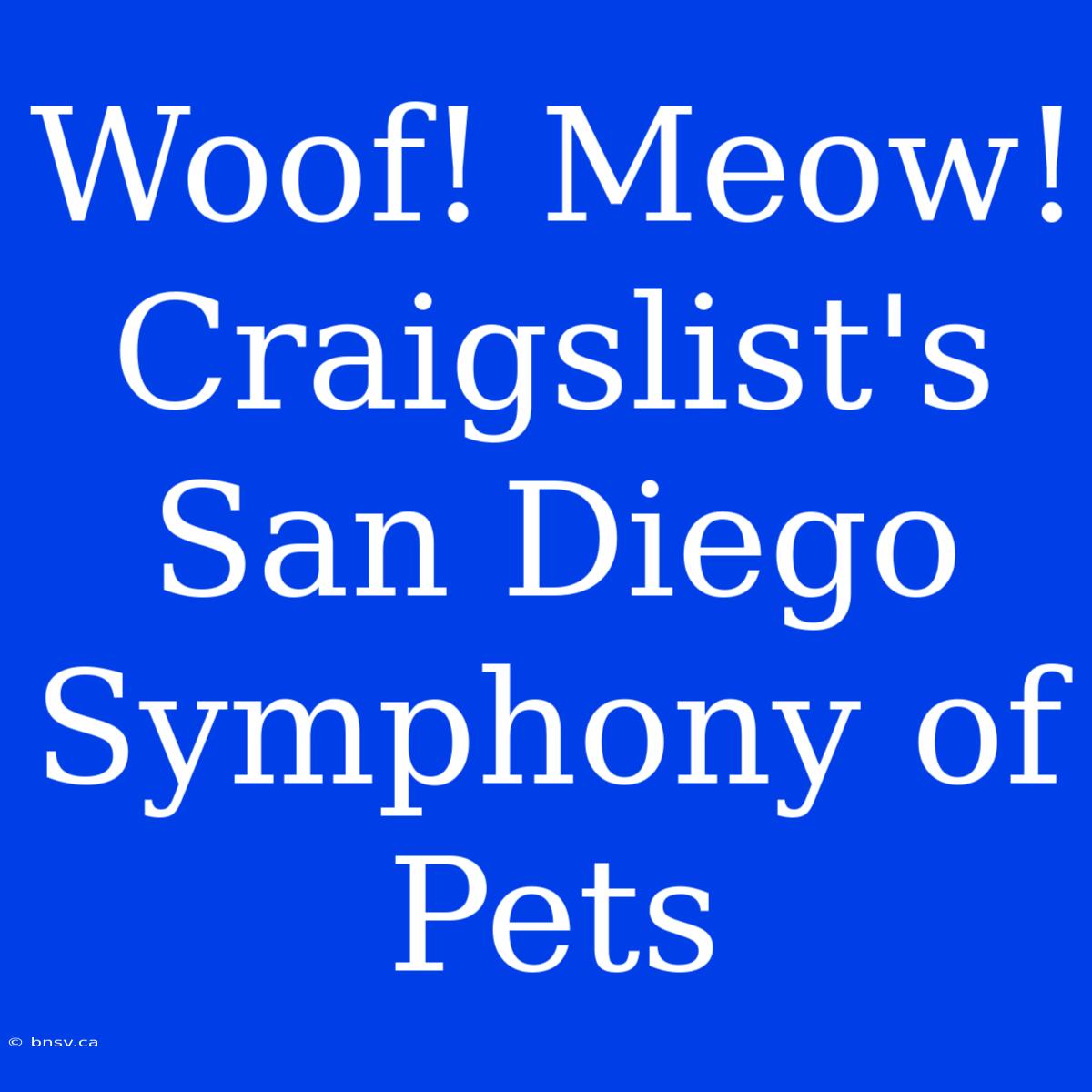 Woof! Meow! Craigslist's San Diego Symphony Of Pets