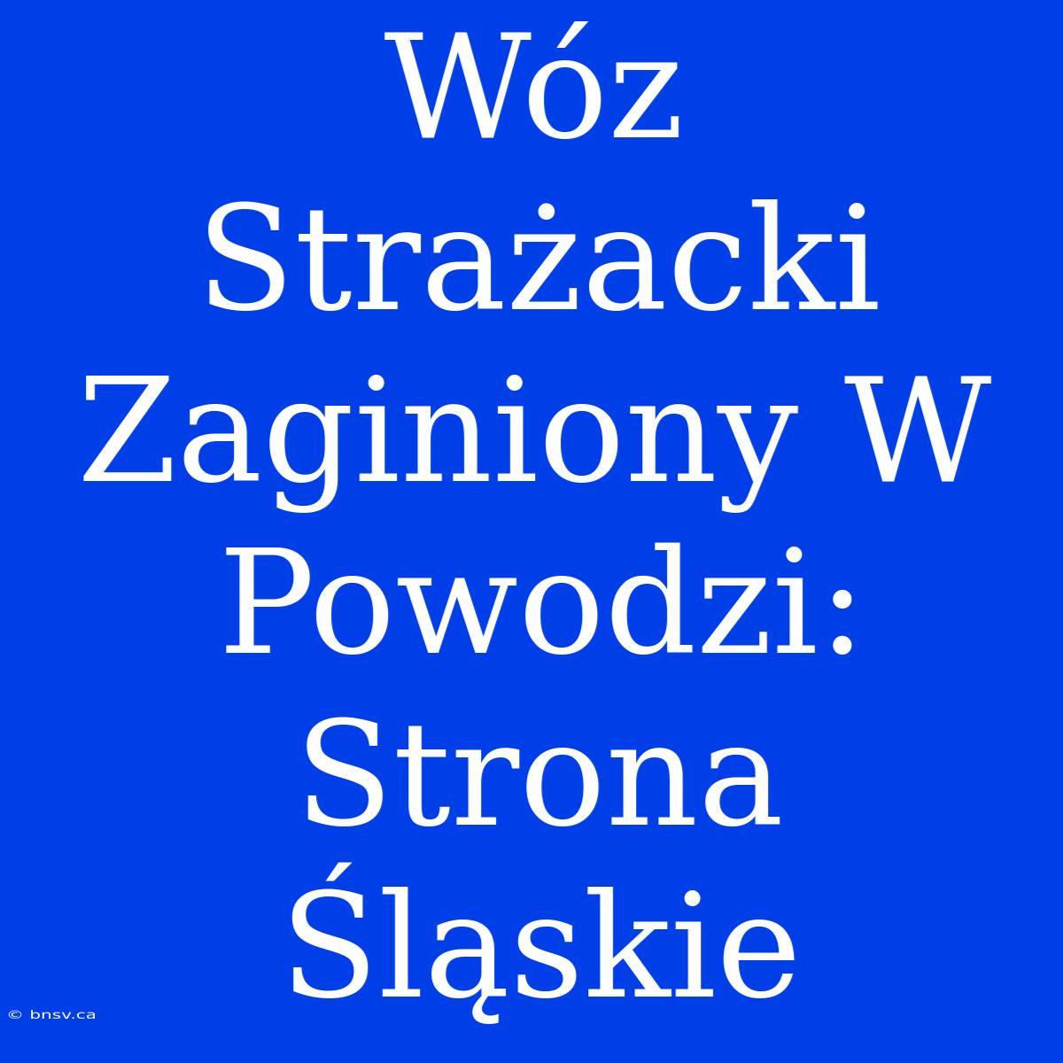 Wóz Strażacki Zaginiony W Powodzi: Strona Śląskie