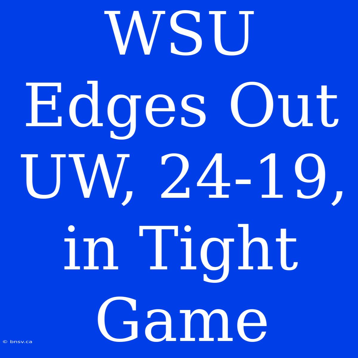 WSU Edges Out UW, 24-19, In Tight Game