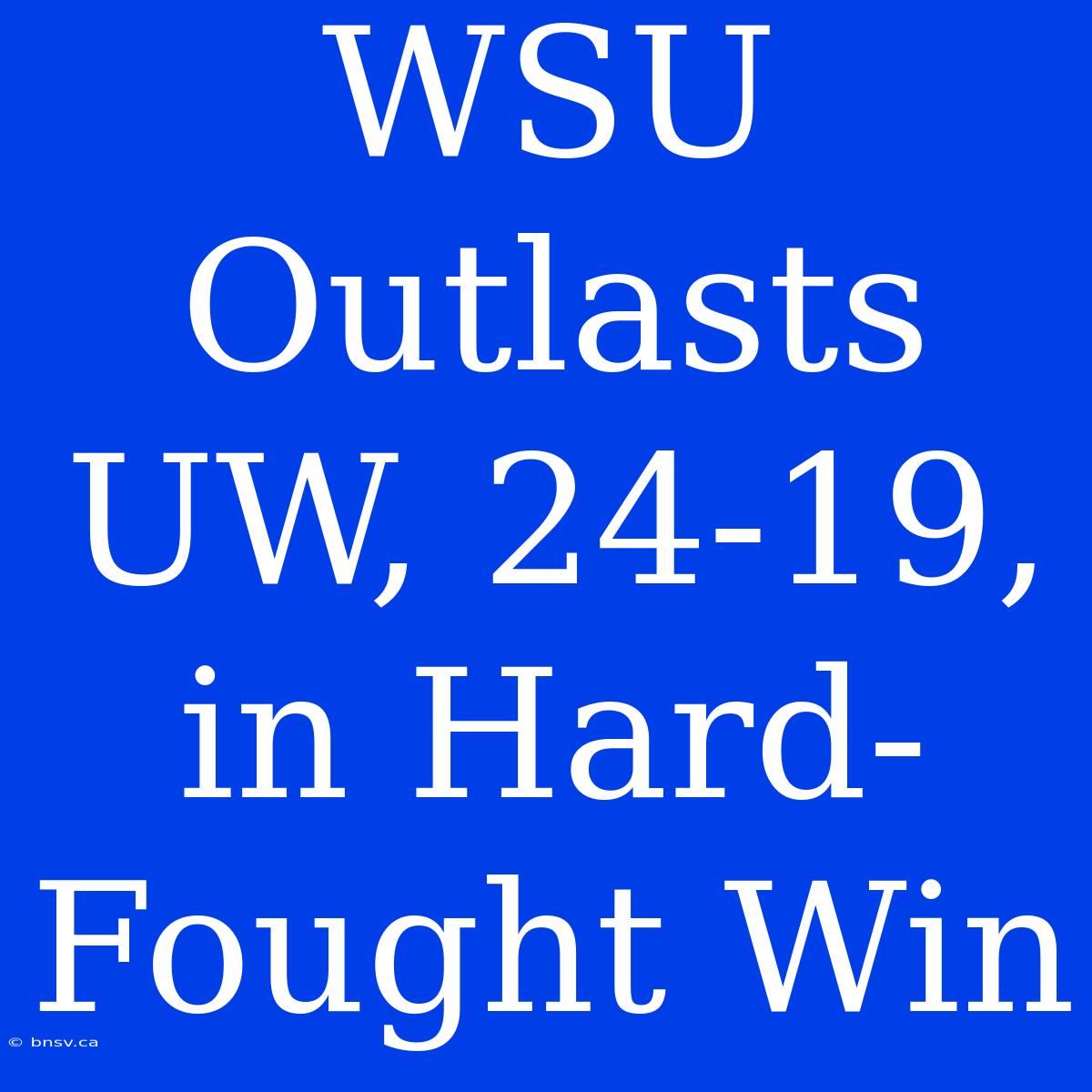 WSU Outlasts UW, 24-19, In Hard-Fought Win