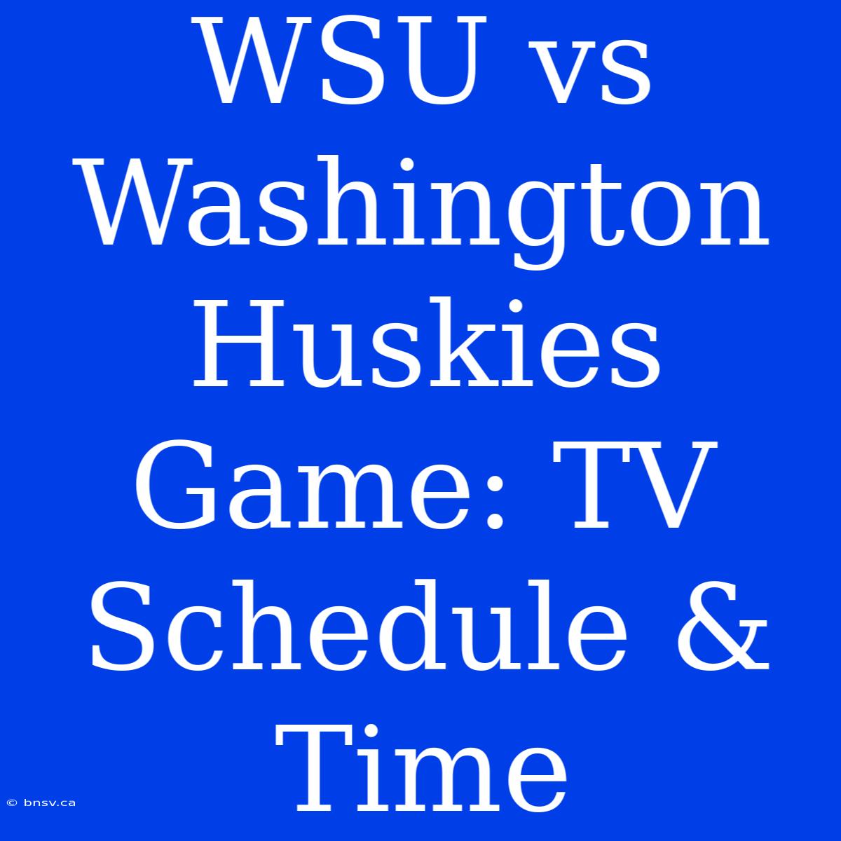 WSU Vs Washington Huskies Game: TV Schedule & Time