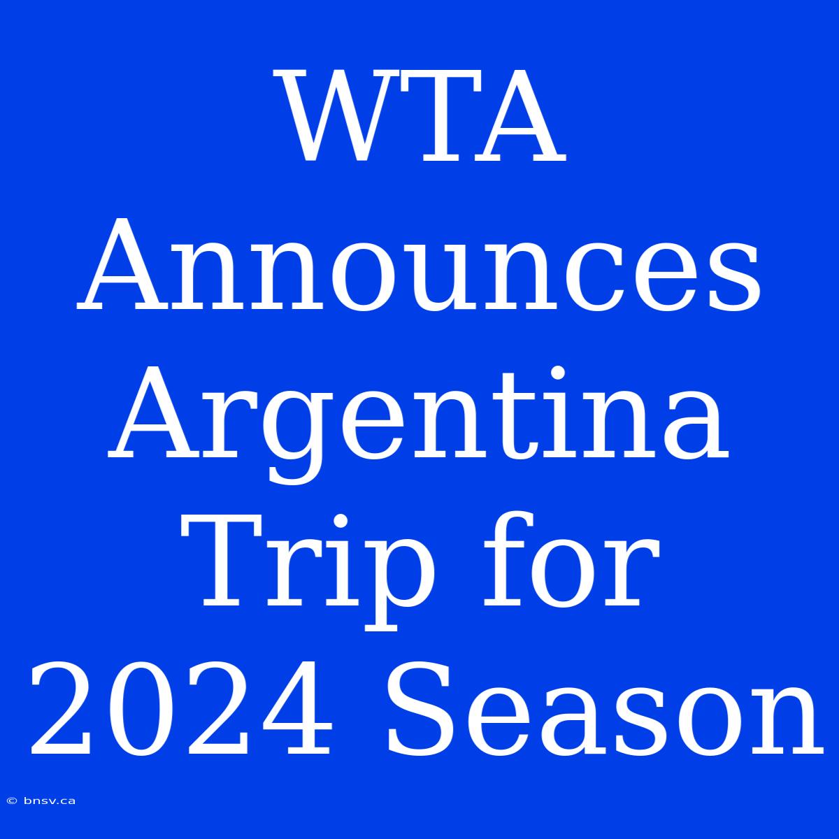 WTA Announces Argentina Trip For 2024 Season