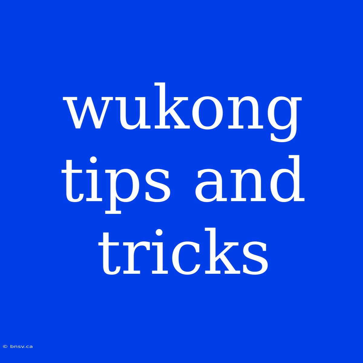 Wukong Tips And Tricks