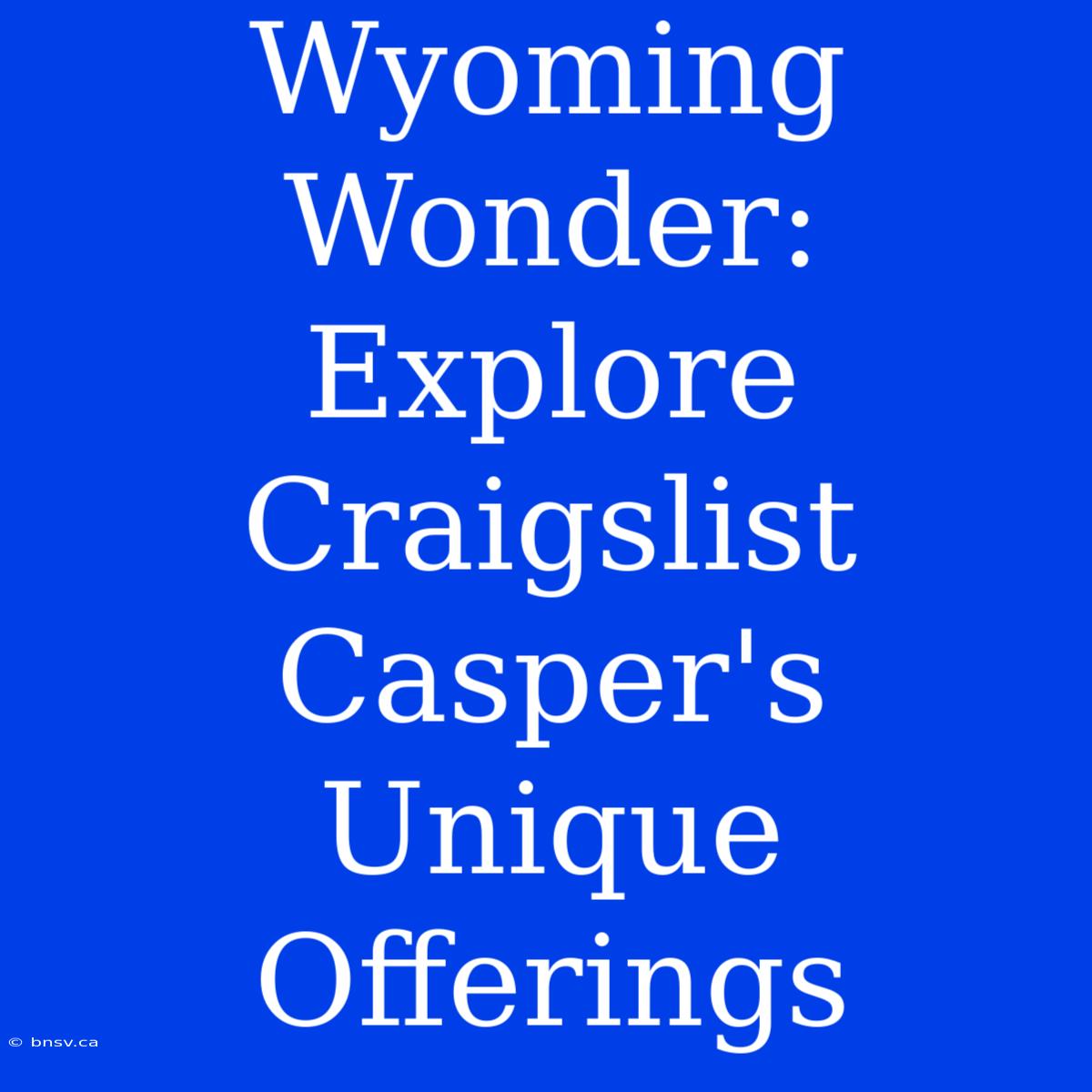 Wyoming Wonder: Explore Craigslist Casper's Unique Offerings