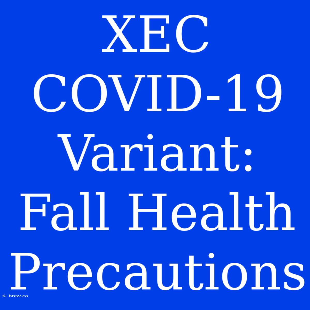 XEC COVID-19 Variant: Fall Health Precautions