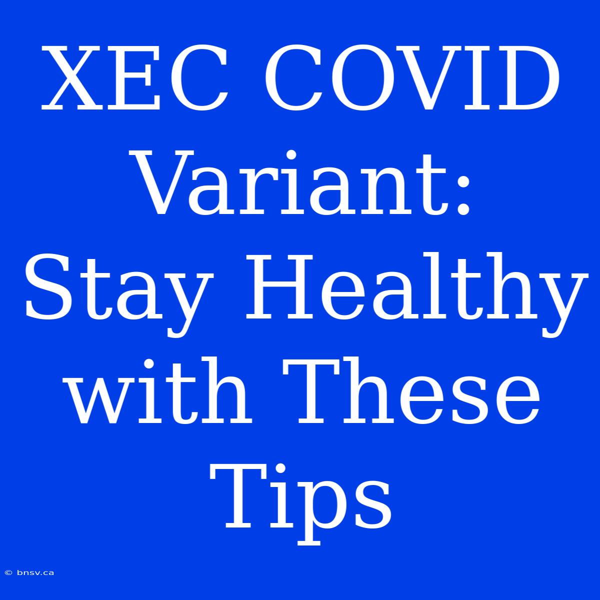 XEC COVID Variant:  Stay Healthy With These Tips