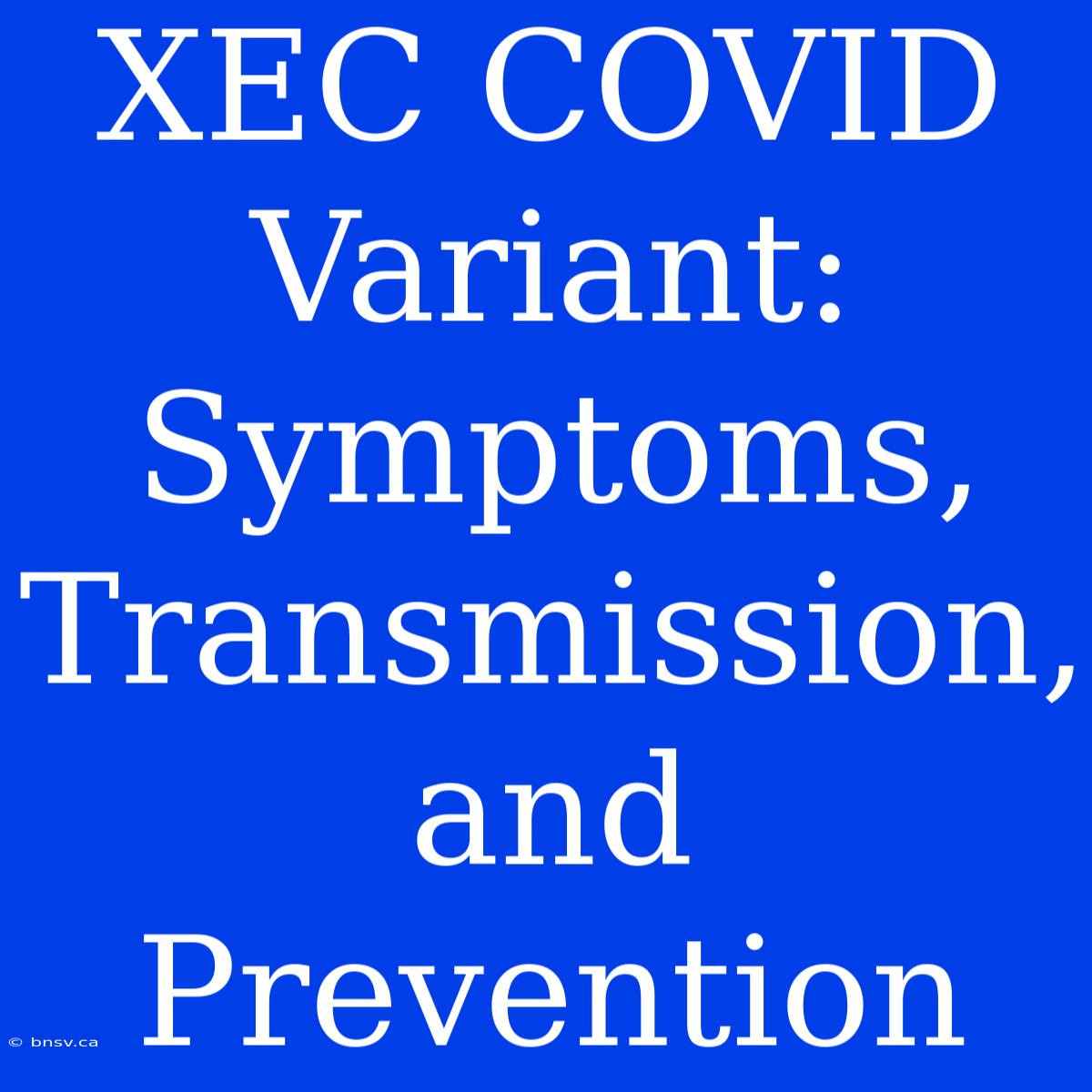 XEC COVID Variant: Symptoms, Transmission, And Prevention