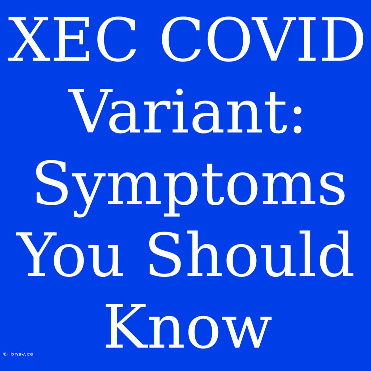 XEC COVID Variant: Symptoms You Should Know