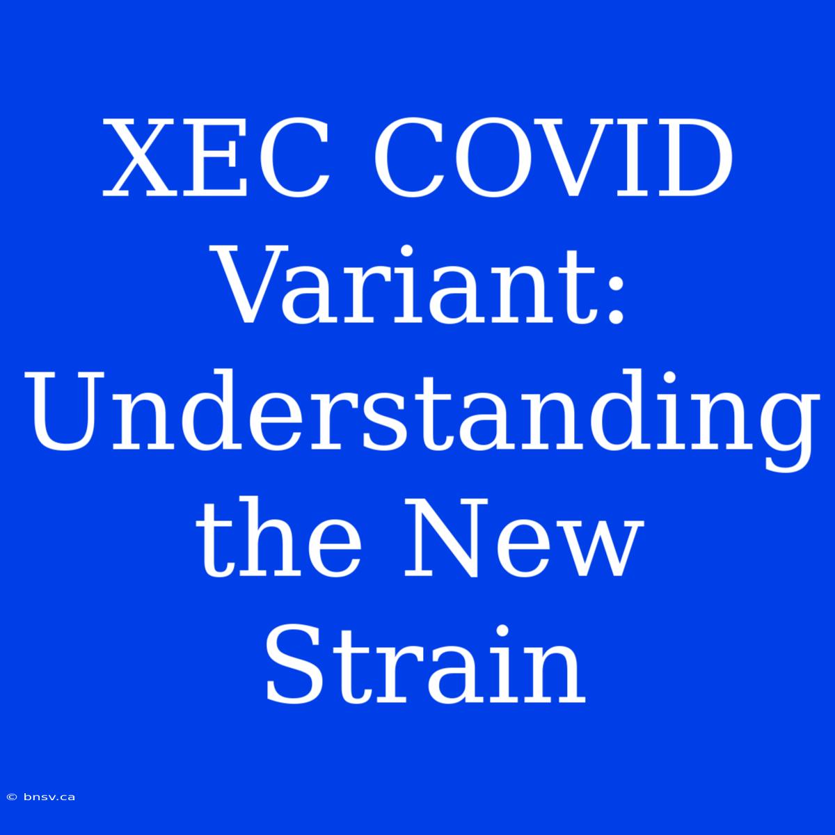 XEC COVID Variant: Understanding The New Strain