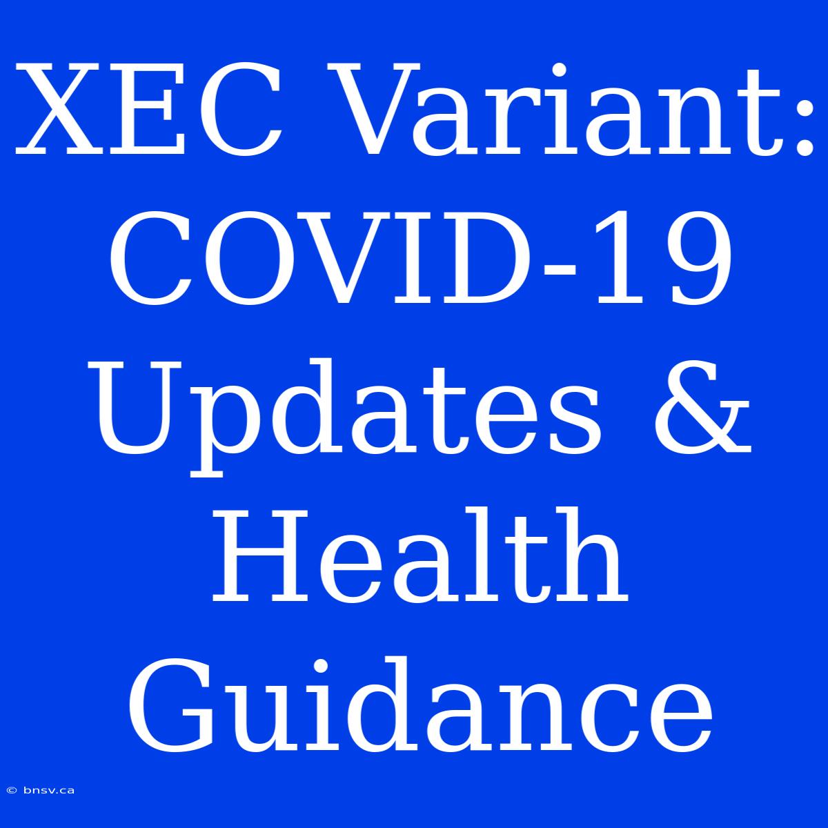 XEC Variant: COVID-19 Updates & Health Guidance