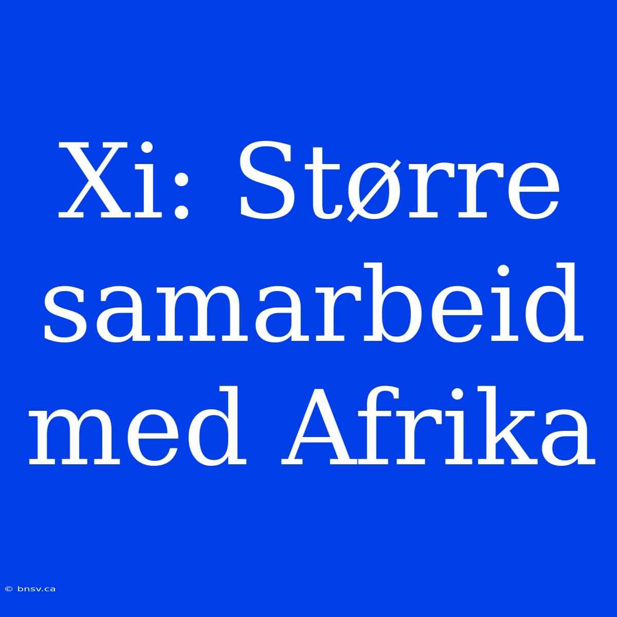 Xi: Større Samarbeid Med Afrika