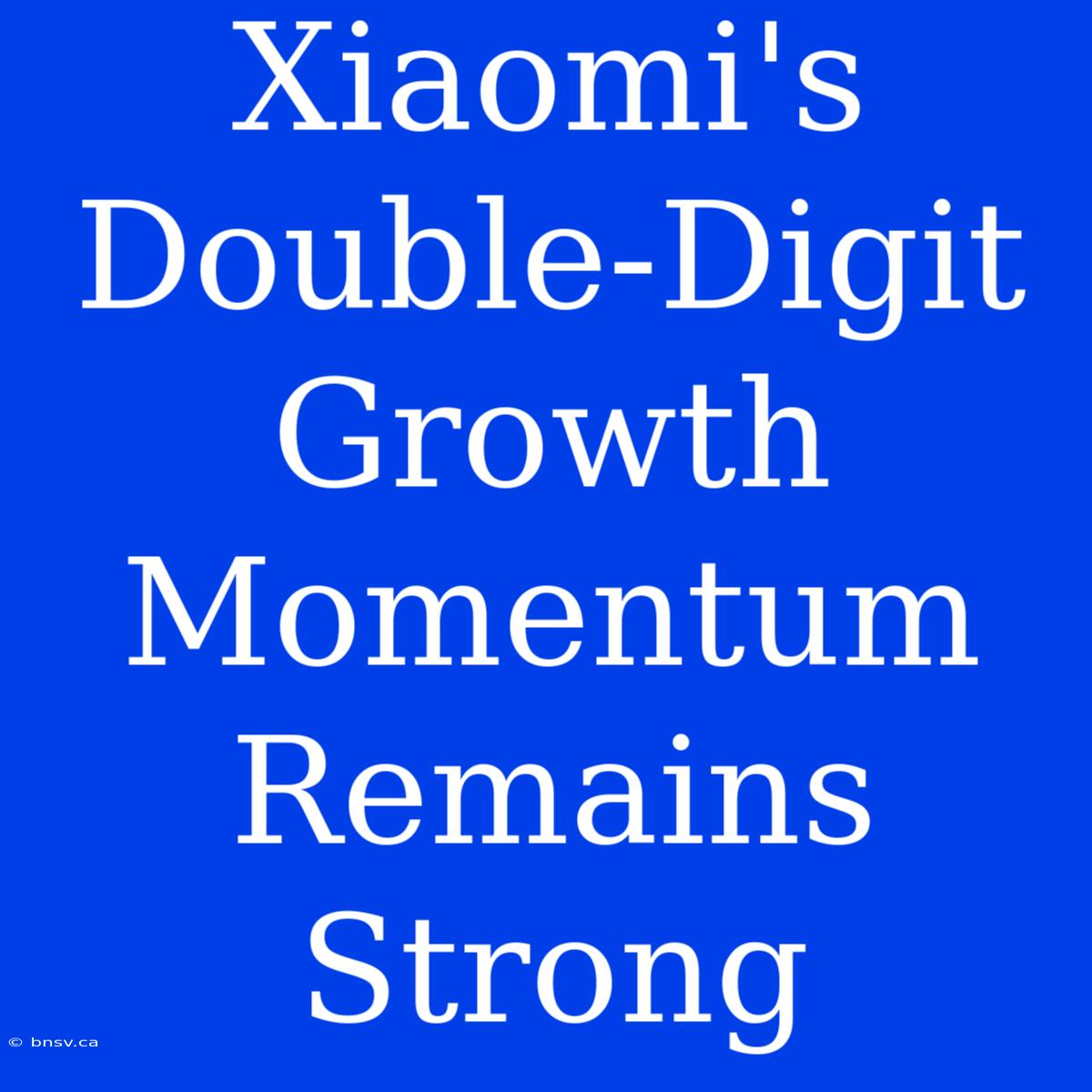 Xiaomi's Double-Digit Growth Momentum Remains Strong