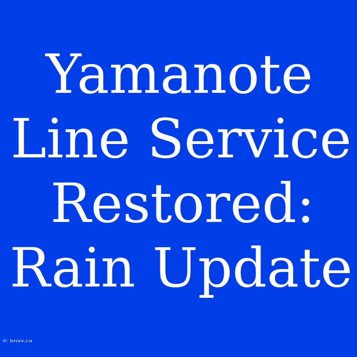 Yamanote Line Service Restored: Rain Update