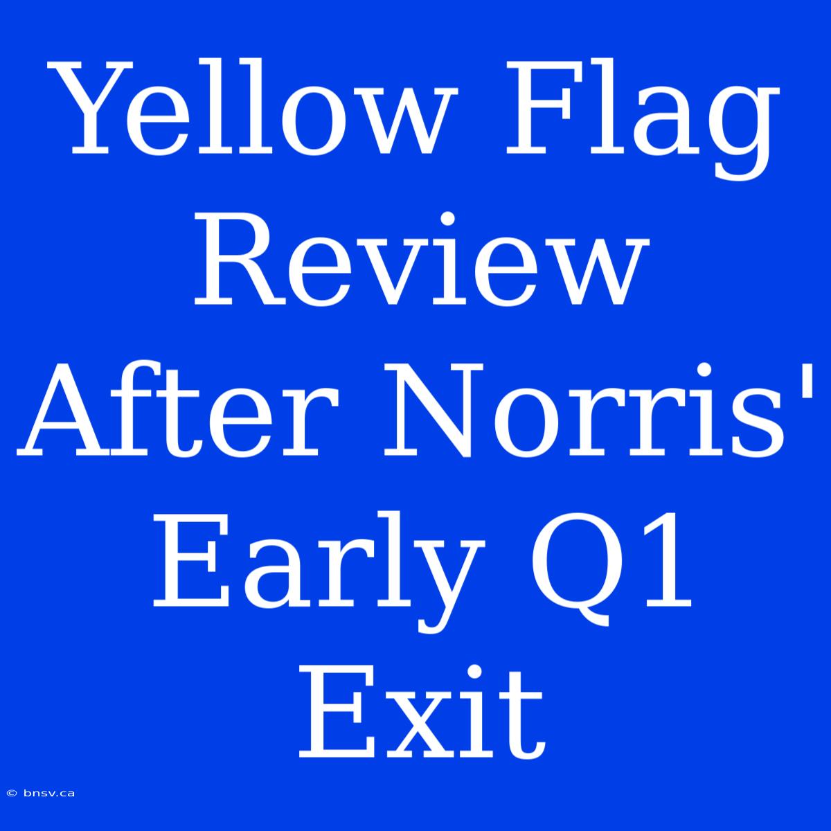 Yellow Flag Review After Norris' Early Q1 Exit