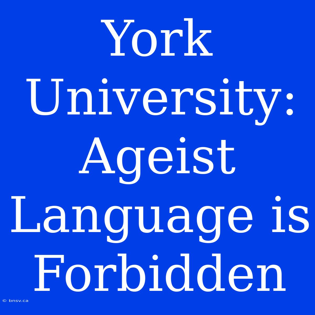 York University: Ageist Language Is Forbidden