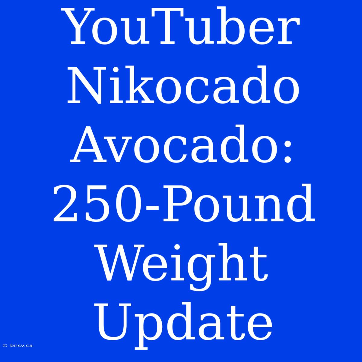 YouTuber Nikocado Avocado: 250-Pound Weight Update