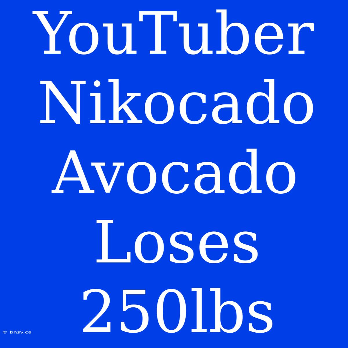 YouTuber Nikocado Avocado Loses 250lbs