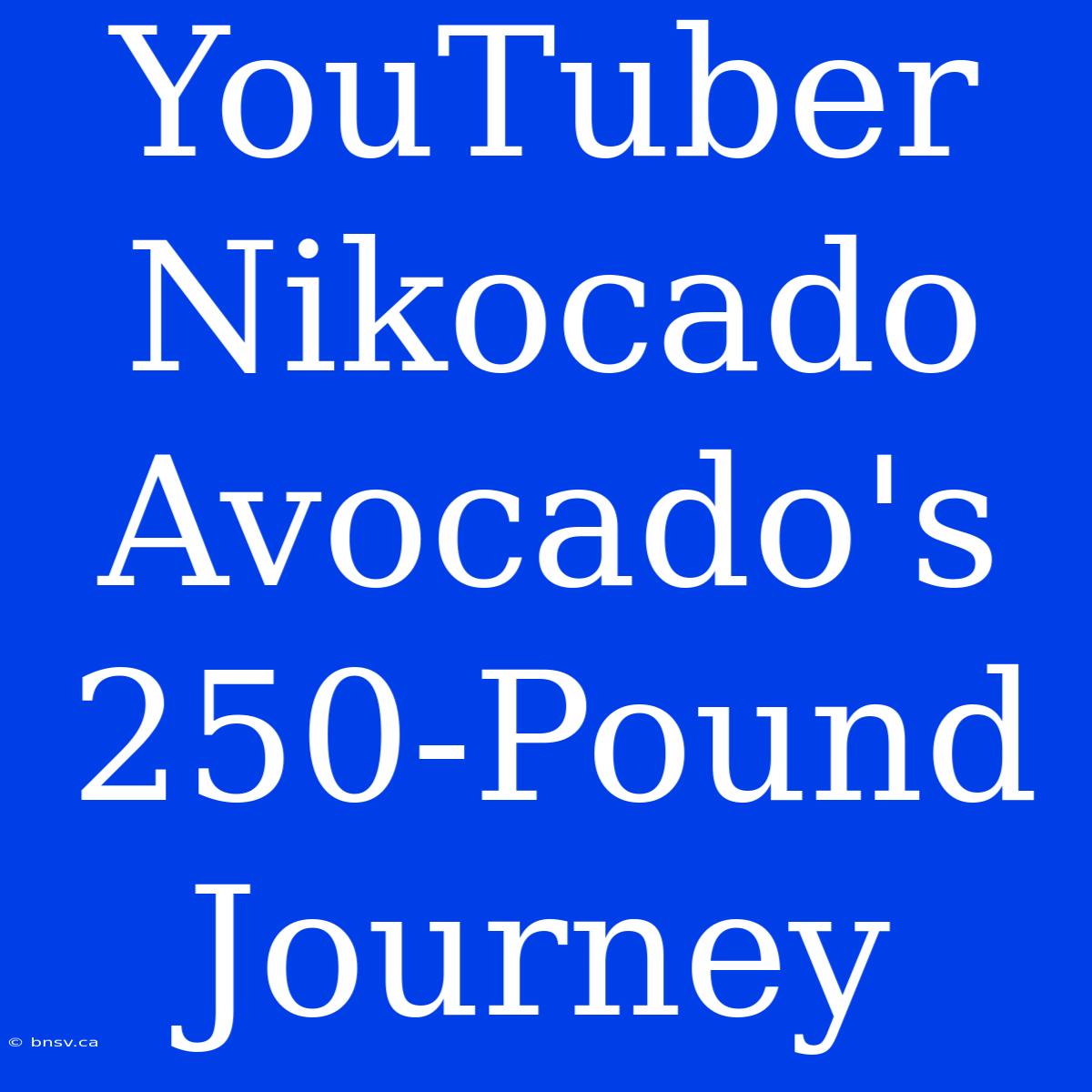 YouTuber Nikocado Avocado's 250-Pound Journey