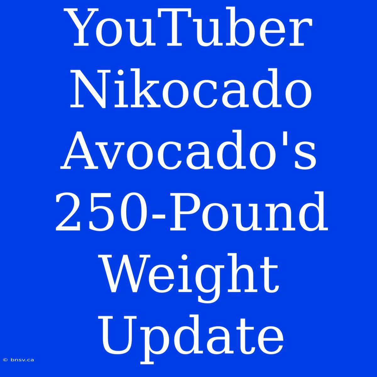 YouTuber Nikocado Avocado's 250-Pound Weight Update