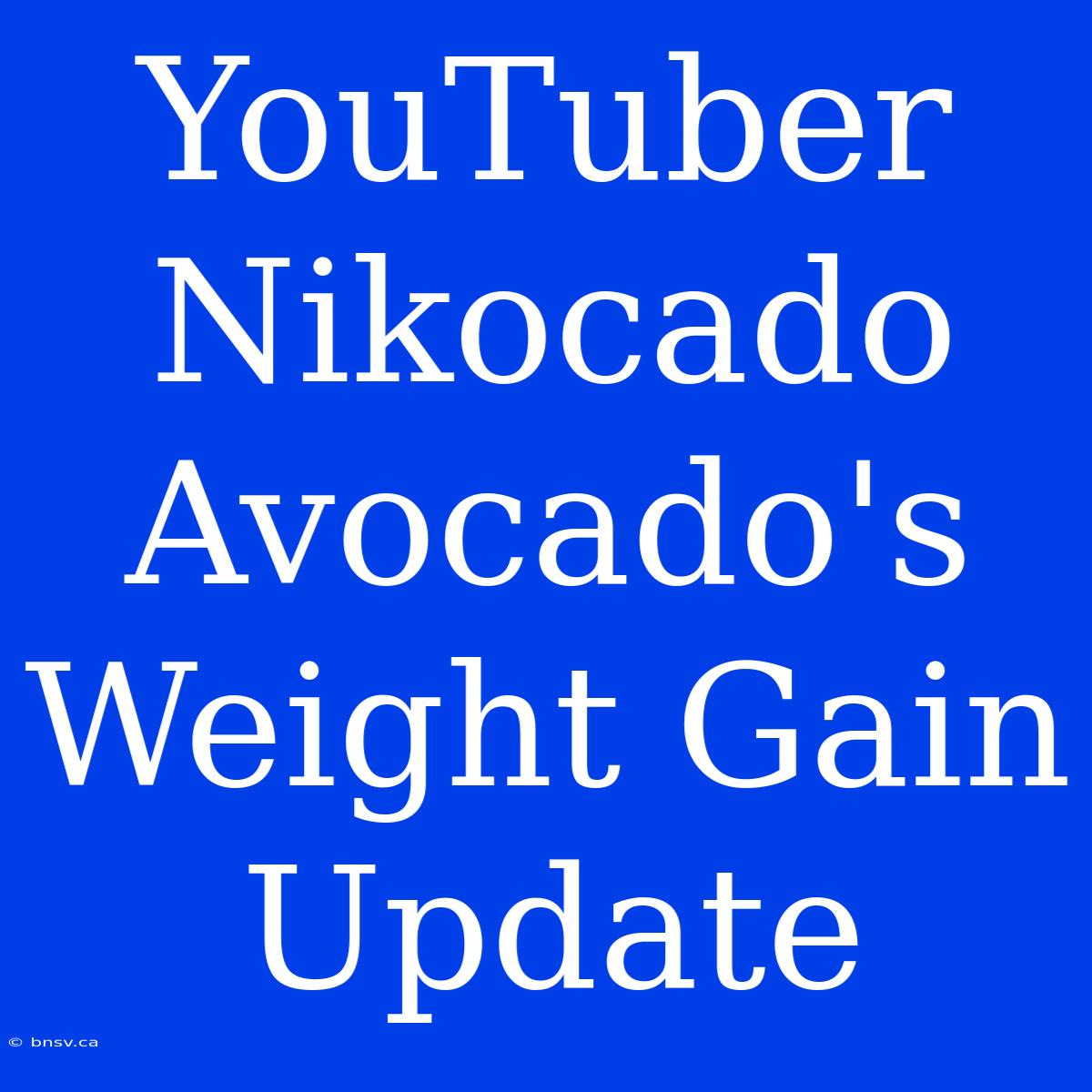 YouTuber Nikocado Avocado's Weight Gain Update