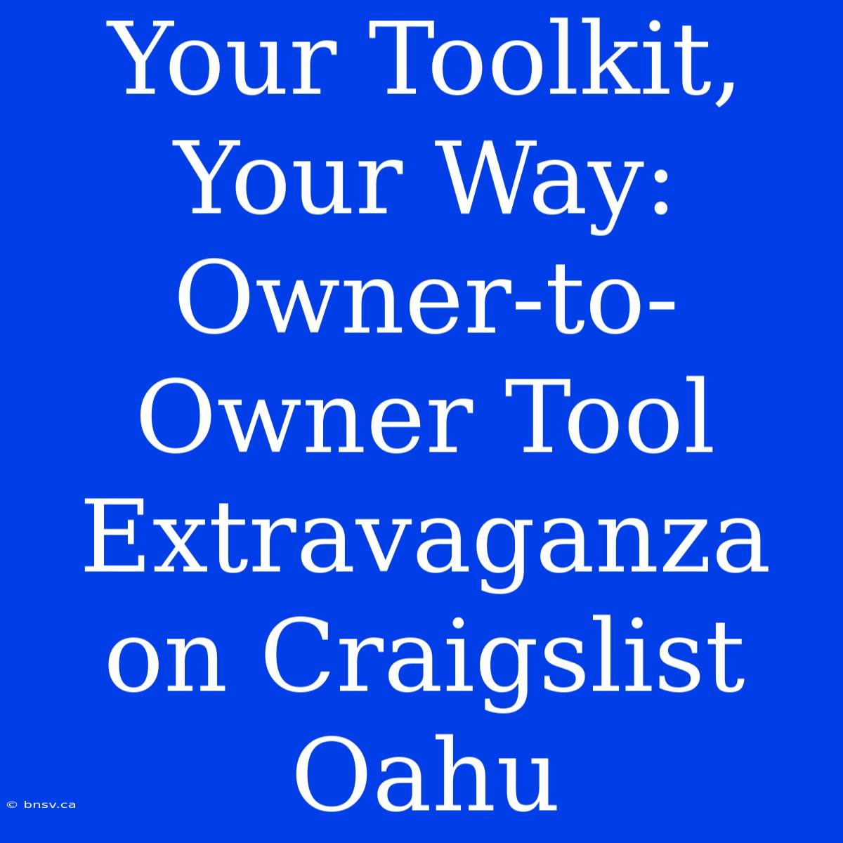 Your Toolkit, Your Way: Owner-to-Owner Tool Extravaganza On Craigslist Oahu