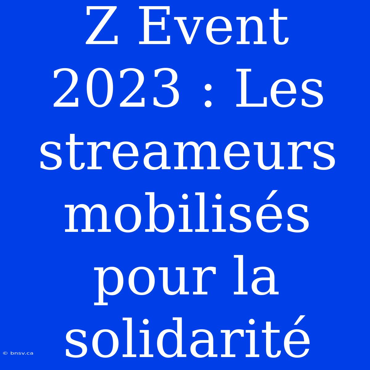 Z Event 2023 : Les Streameurs Mobilisés Pour La Solidarité