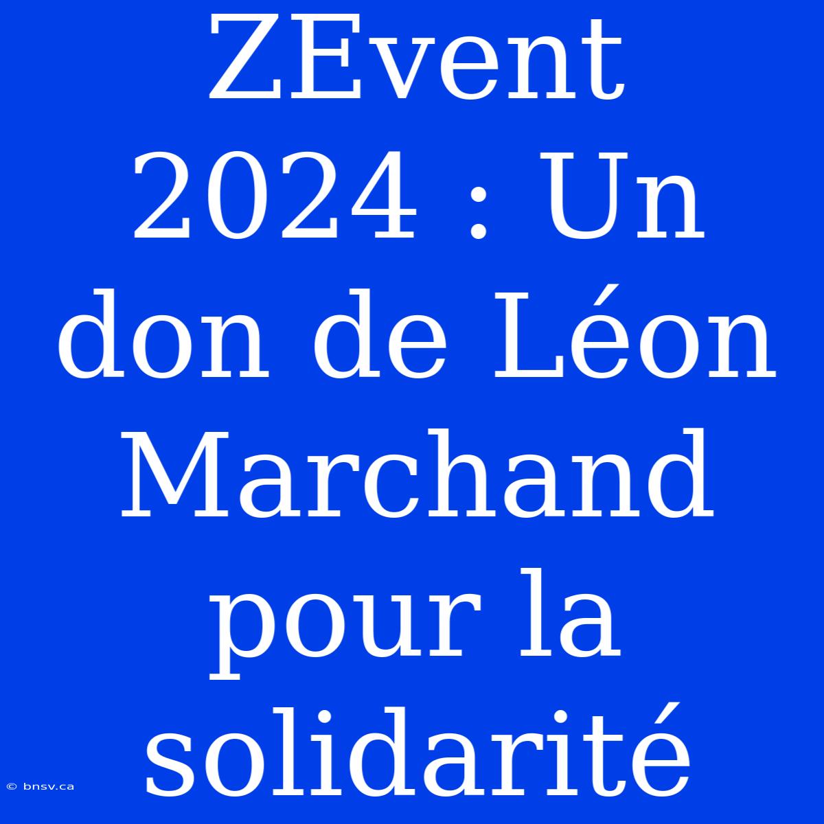 ZEvent 2024 : Un Don De Léon Marchand Pour La Solidarité