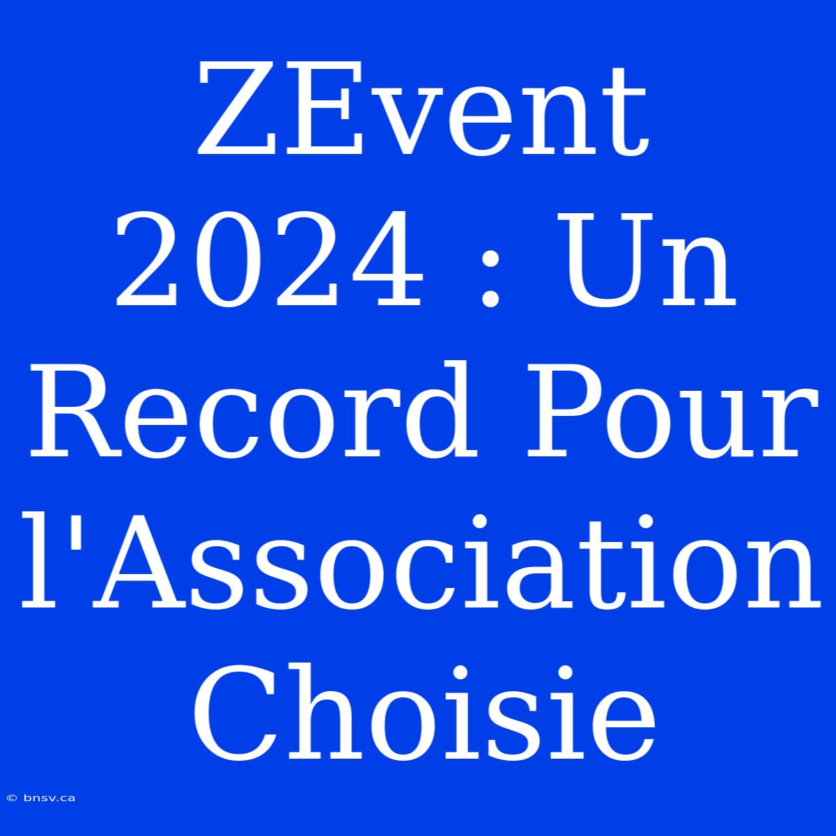 ZEvent 2024 : Un Record Pour L'Association Choisie