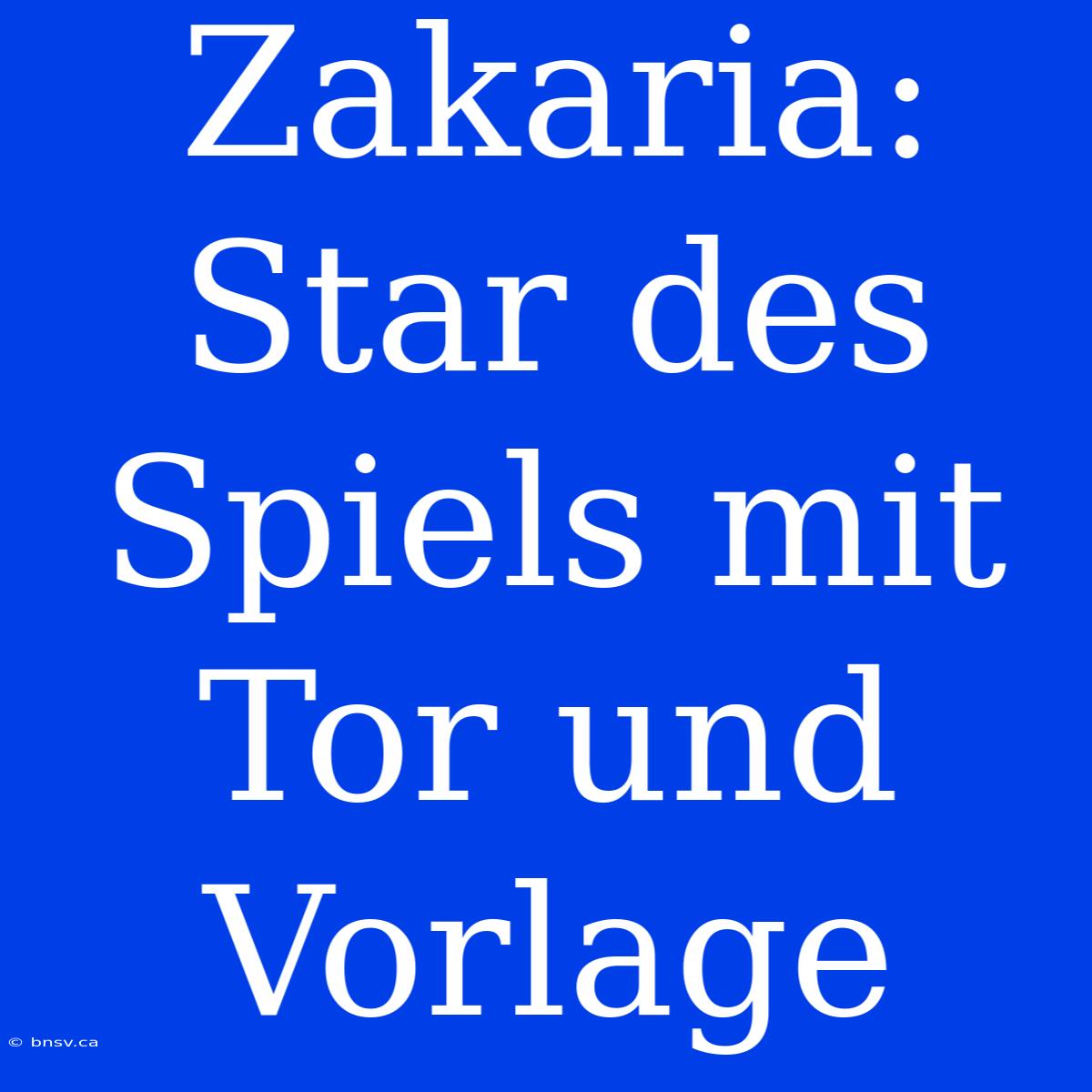 Zakaria: Star Des Spiels Mit Tor Und Vorlage