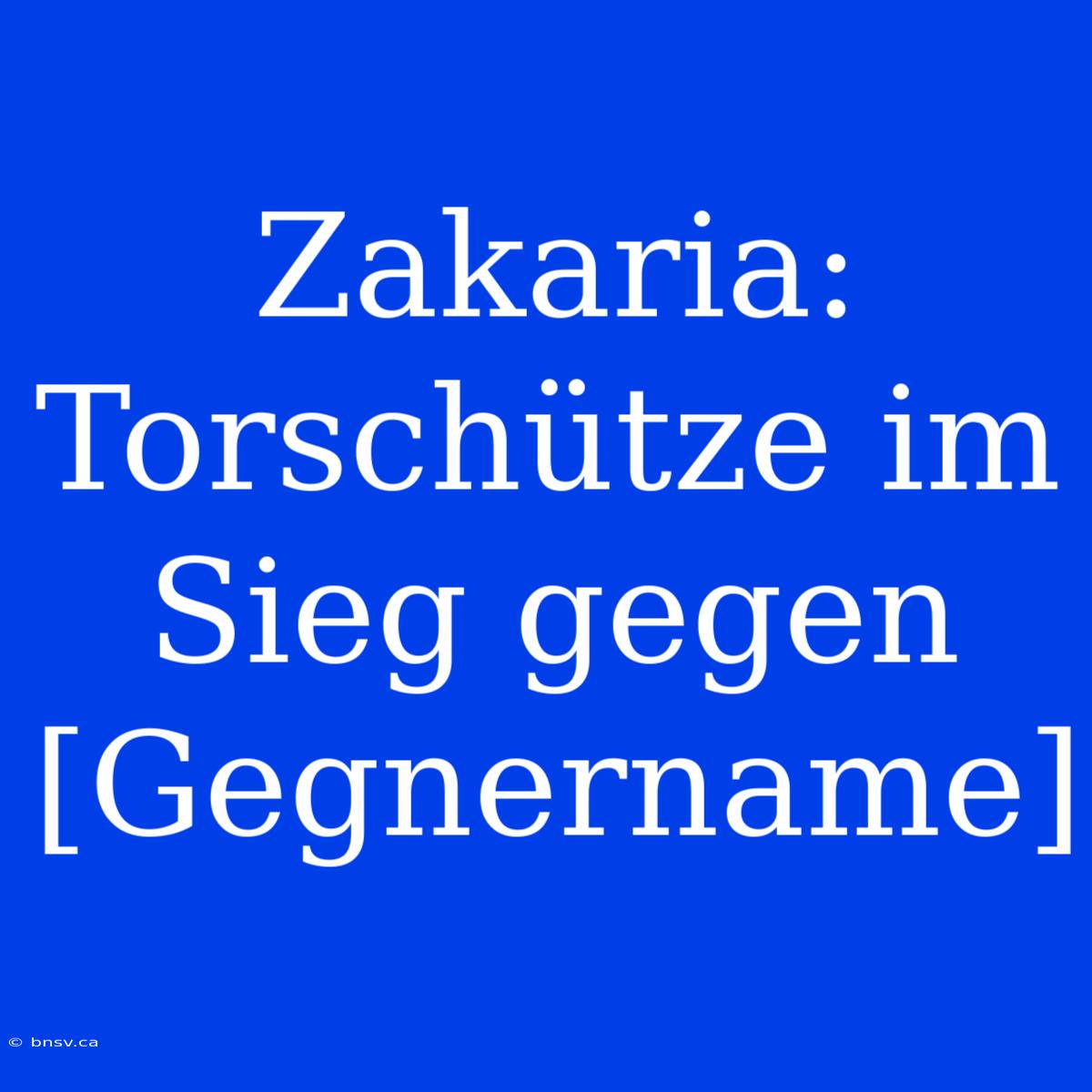 Zakaria: Torschütze Im Sieg Gegen [Gegnername]