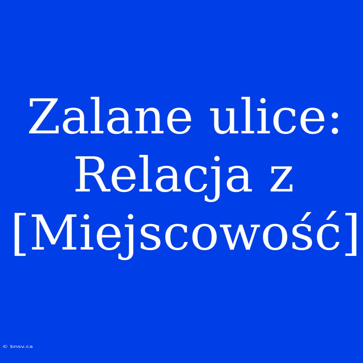 Zalane Ulice: Relacja Z [Miejscowość]