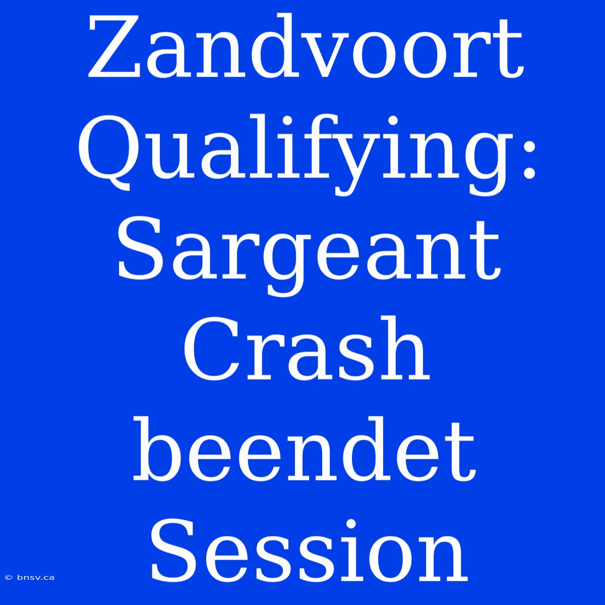 Zandvoort Qualifying: Sargeant Crash Beendet Session