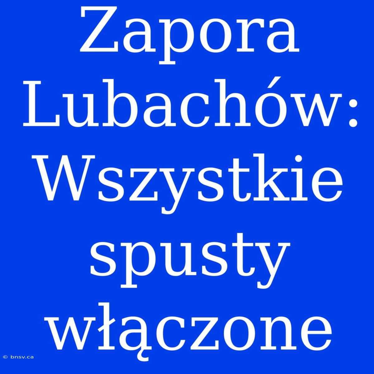 Zapora Lubachów: Wszystkie Spusty Włączone