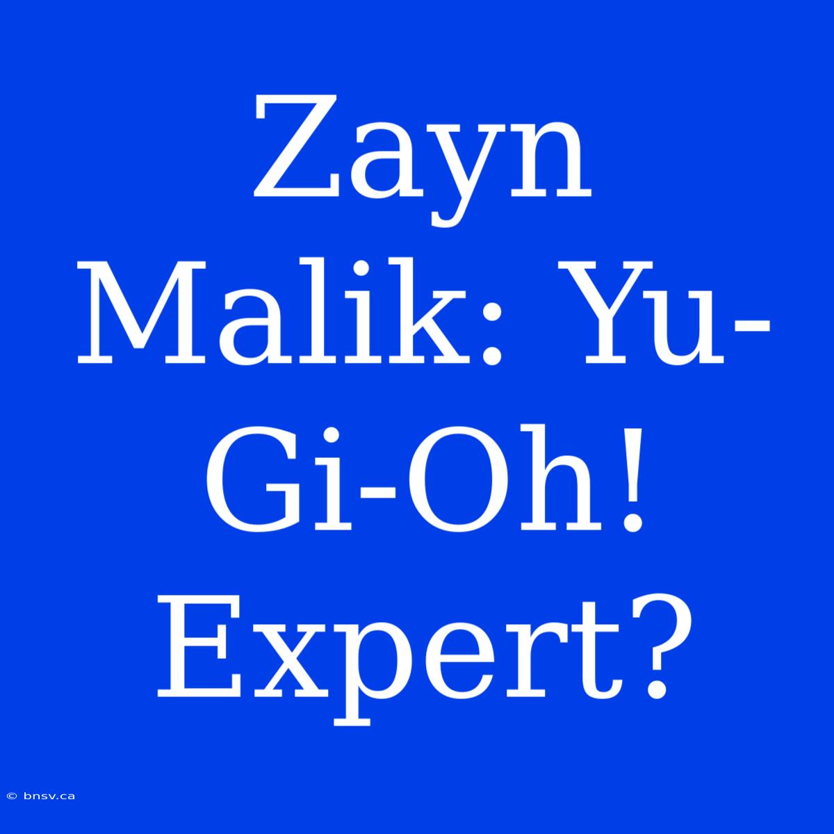 Zayn Malik: Yu-Gi-Oh! Expert?