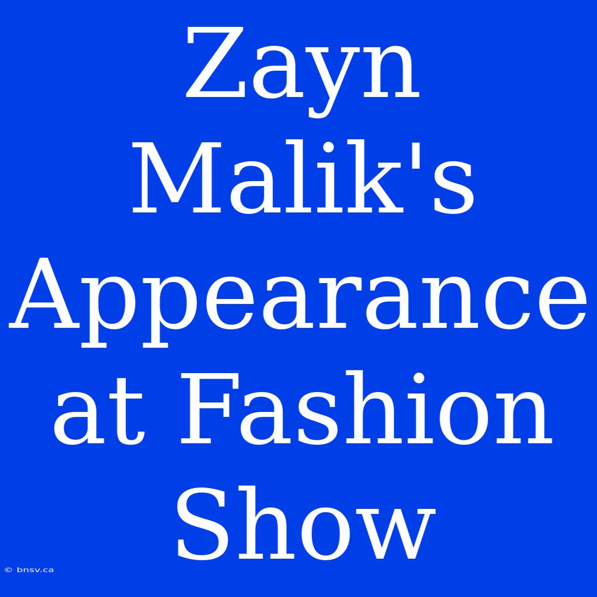 Zayn Malik's Appearance At Fashion Show