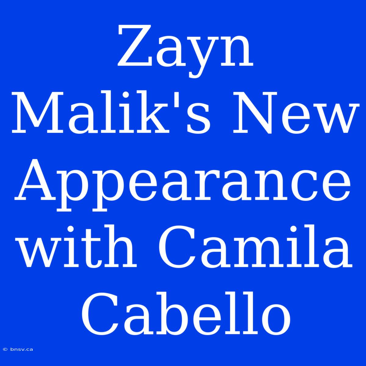 Zayn Malik's New Appearance With Camila Cabello