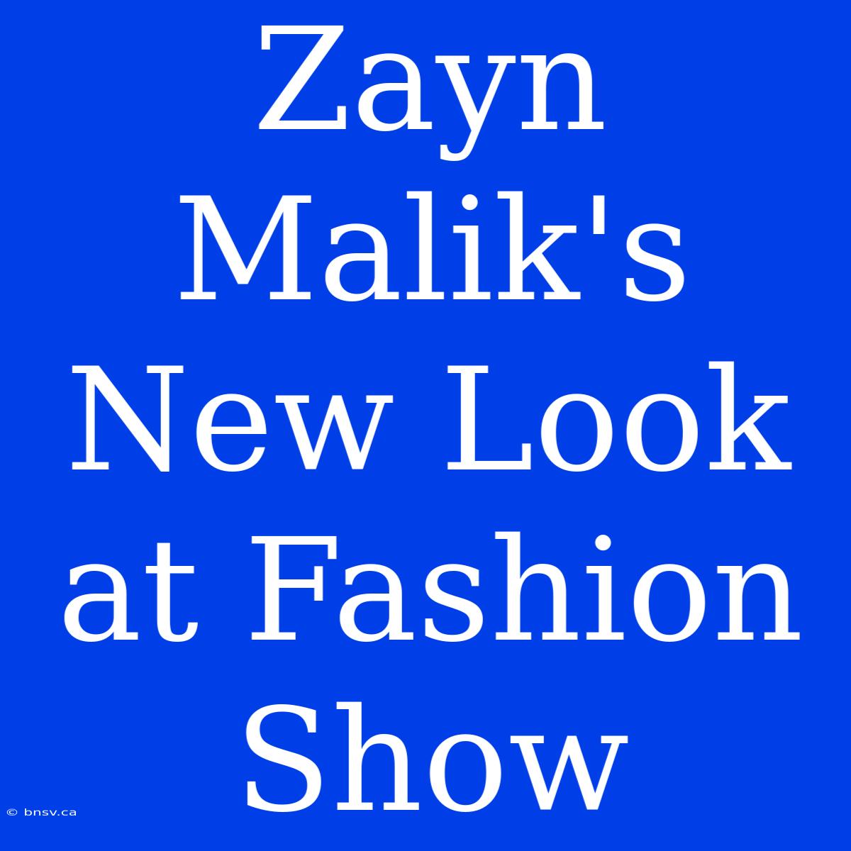 Zayn Malik's New Look At Fashion Show