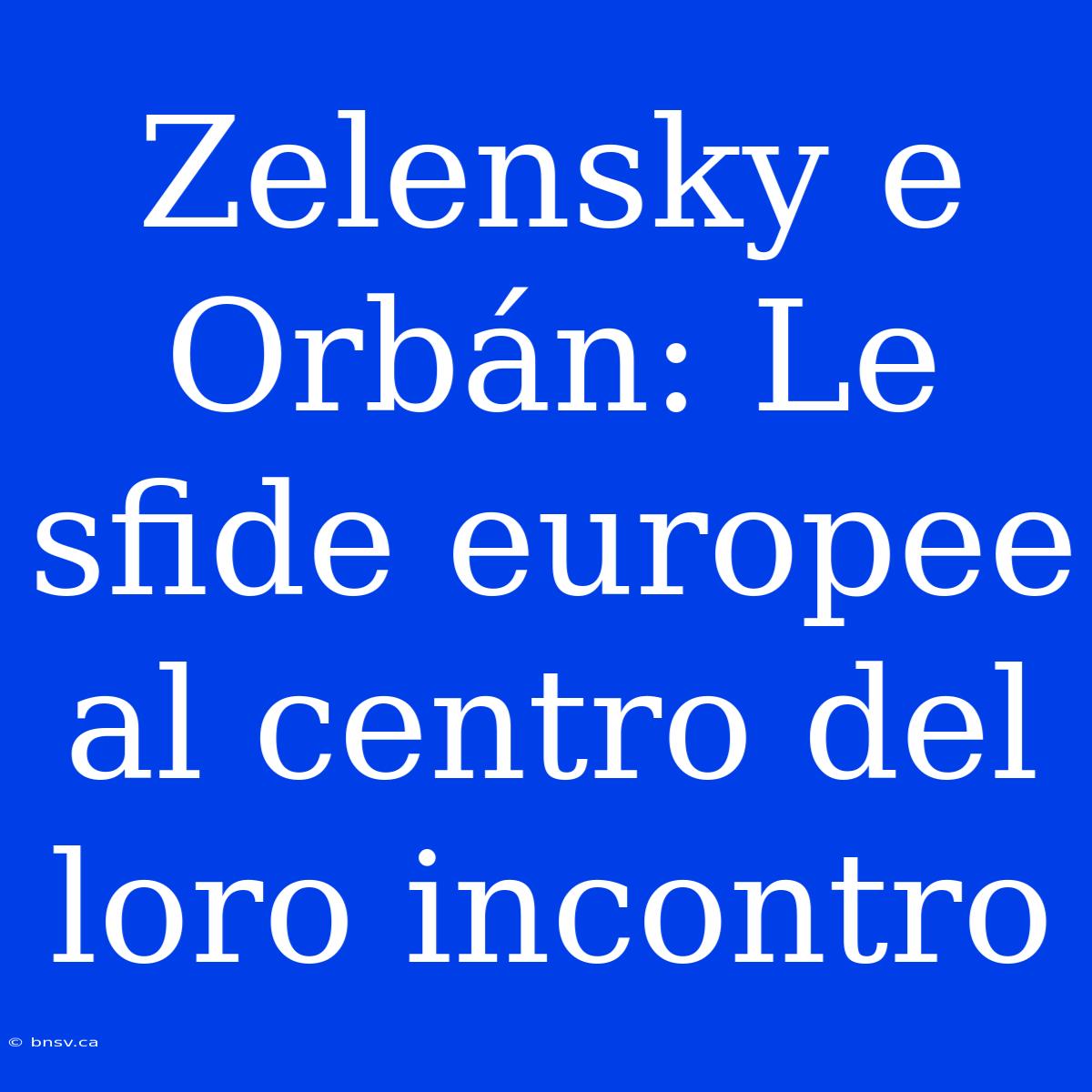 Zelensky E Orbán: Le Sfide Europee Al Centro Del Loro Incontro