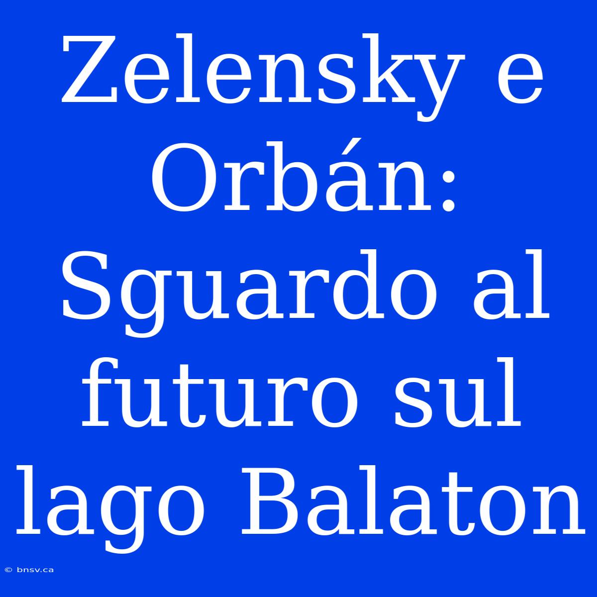 Zelensky E Orbán: Sguardo Al Futuro Sul Lago Balaton