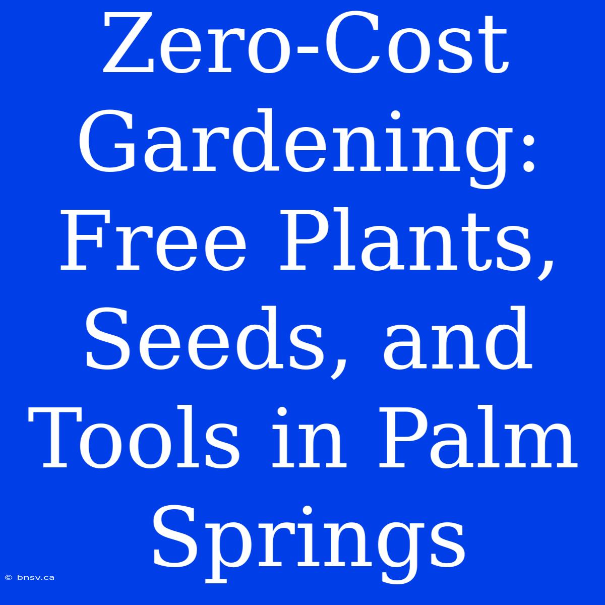 Zero-Cost Gardening: Free Plants, Seeds, And Tools In Palm Springs