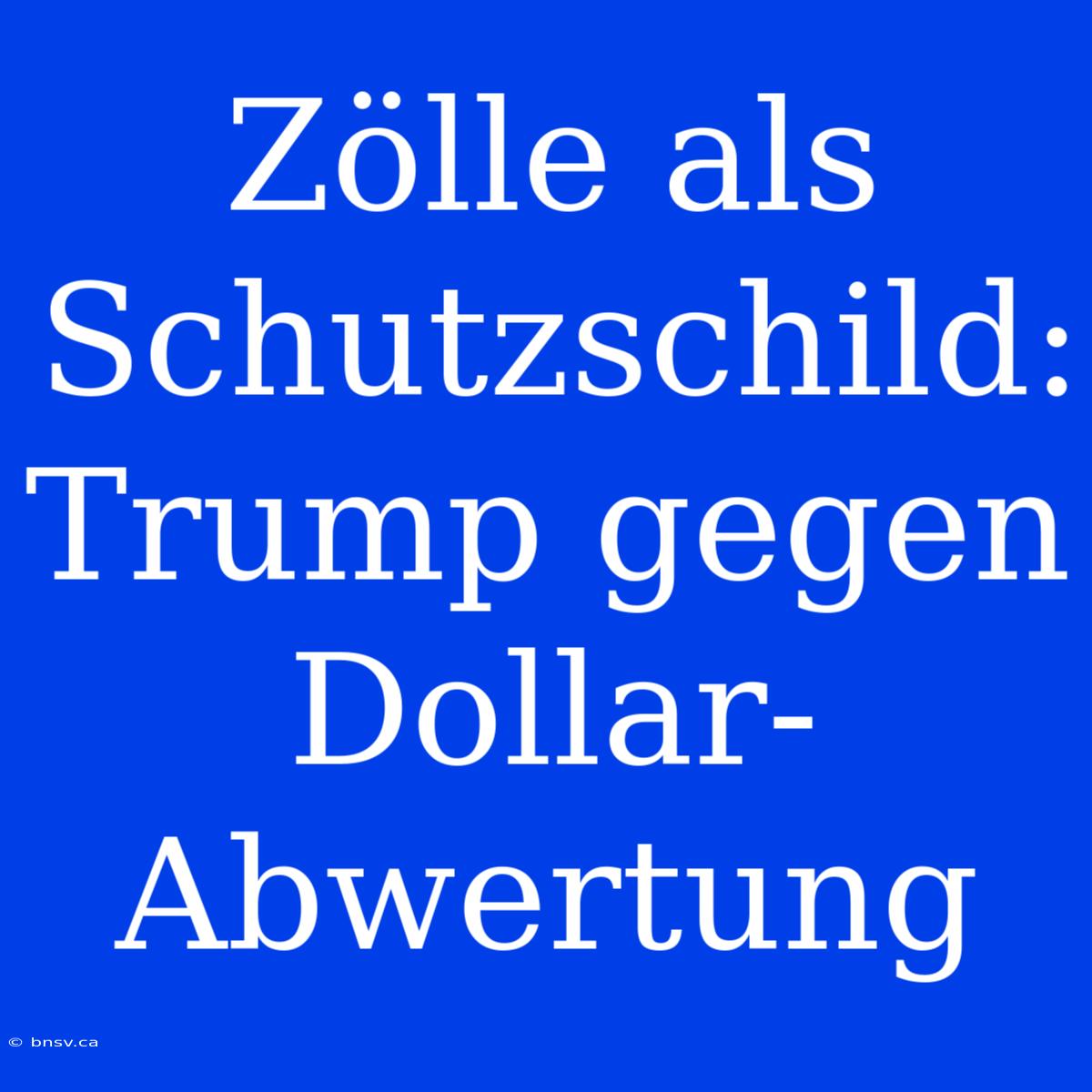 Zölle Als Schutzschild: Trump Gegen Dollar-Abwertung