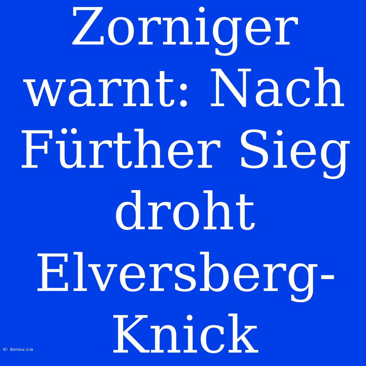 Zorniger Warnt: Nach Fürther Sieg Droht Elversberg-Knick