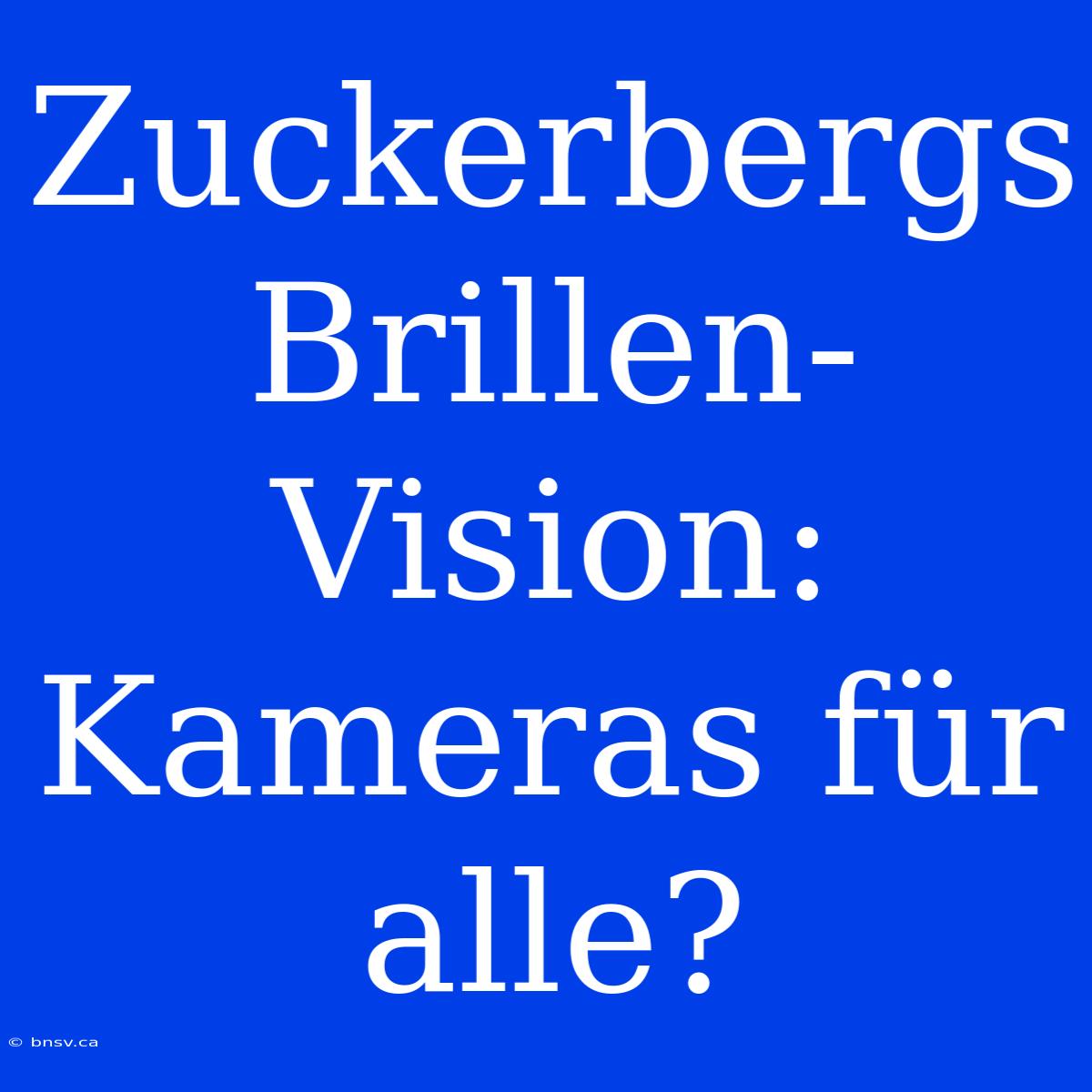 Zuckerbergs Brillen-Vision: Kameras Für Alle?