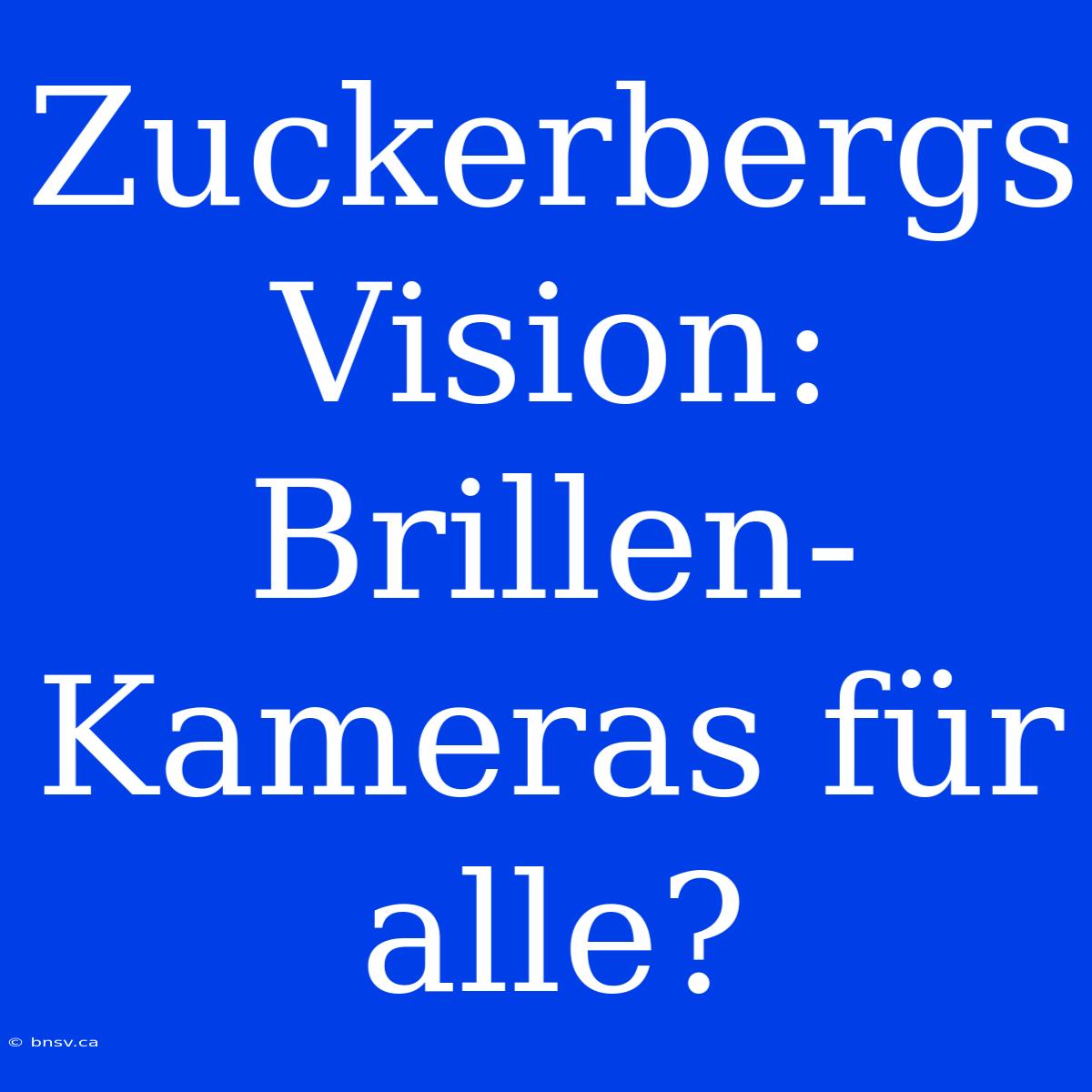 Zuckerbergs Vision: Brillen-Kameras Für Alle?