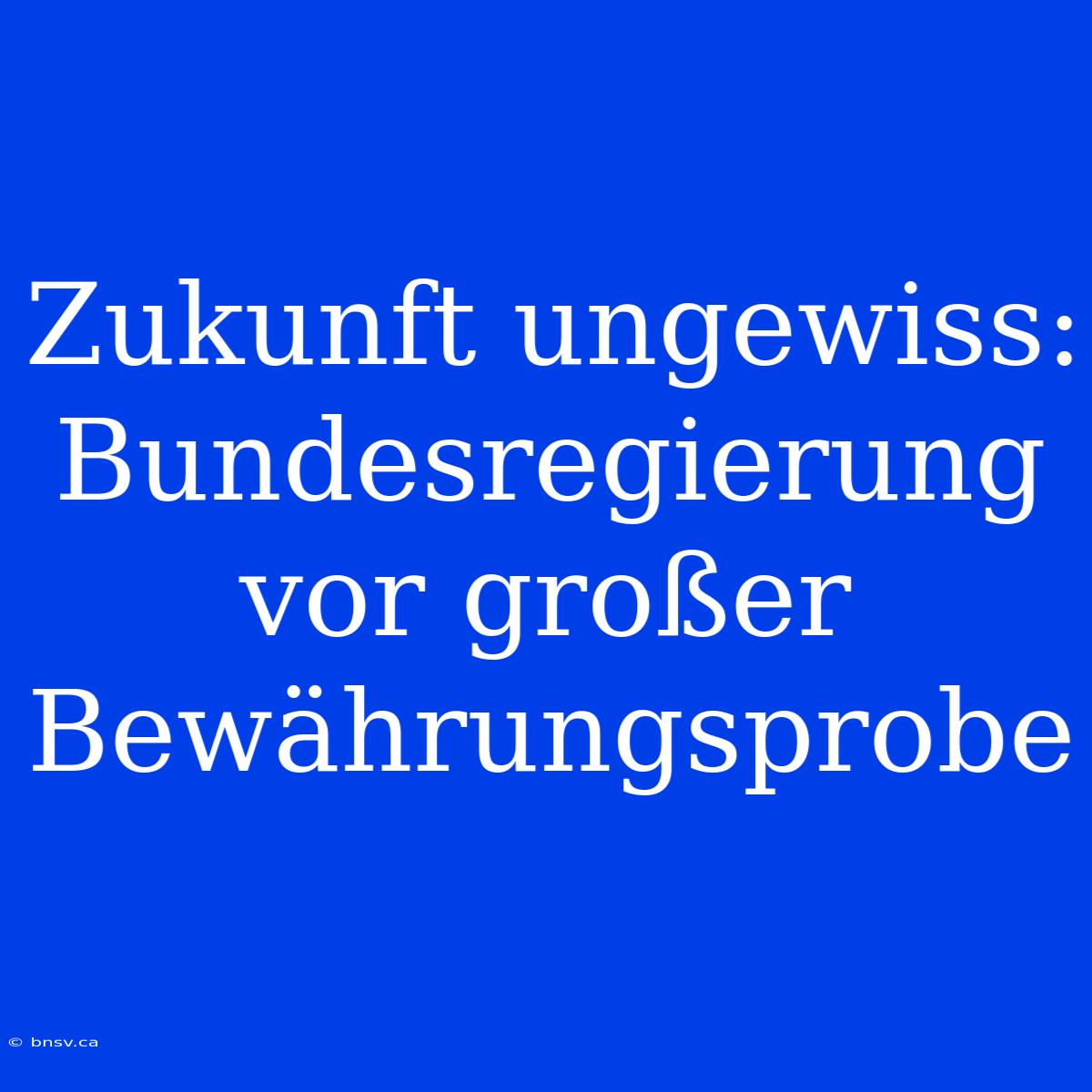 Zukunft Ungewiss: Bundesregierung Vor Großer Bewährungsprobe