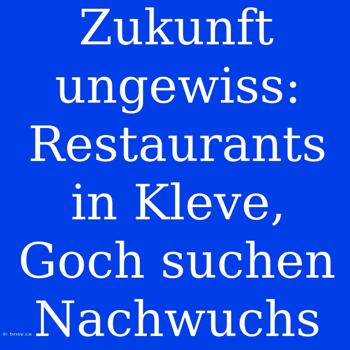 Zukunft Ungewiss: Restaurants In Kleve, Goch Suchen Nachwuchs