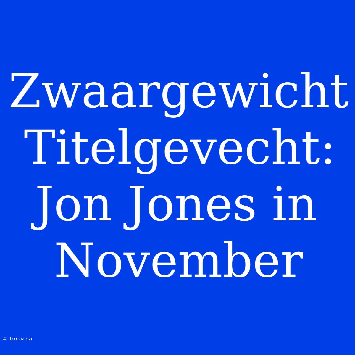 Zwaargewicht Titelgevecht: Jon Jones In November