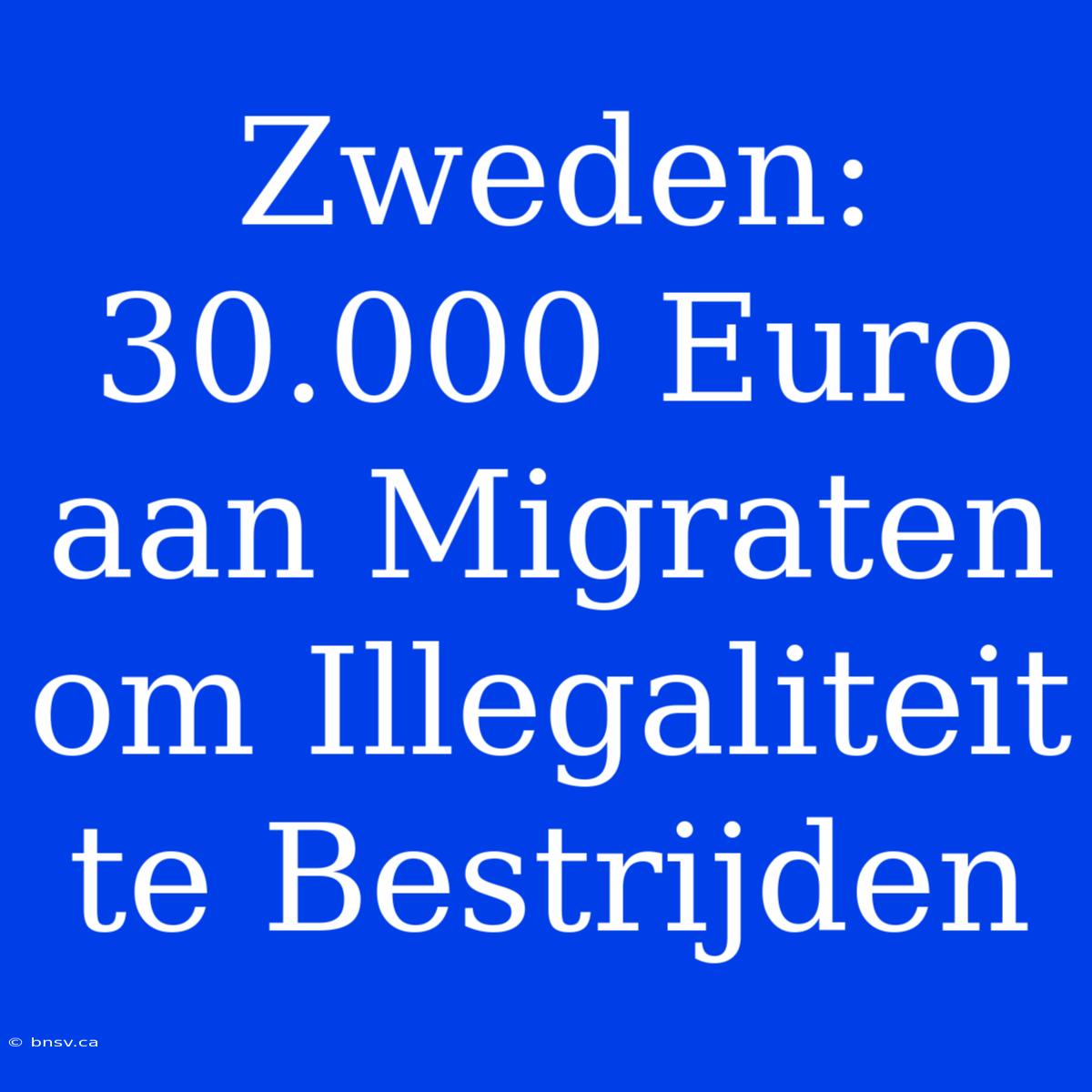 Zweden: 30.000 Euro Aan Migraten Om Illegaliteit Te Bestrijden