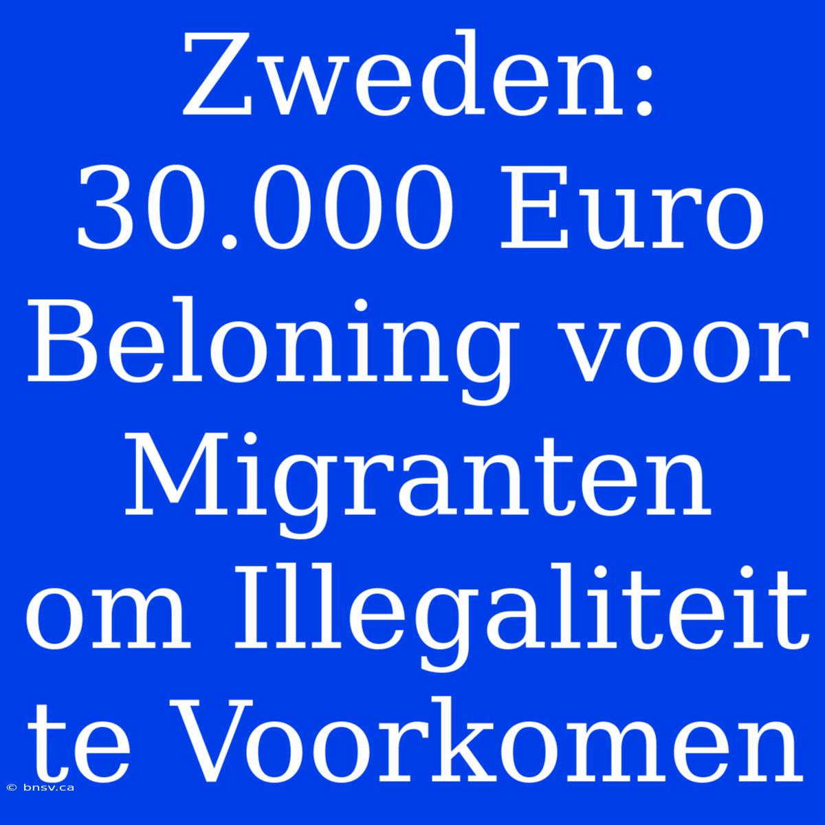 Zweden: 30.000 Euro Beloning Voor Migranten Om Illegaliteit Te Voorkomen