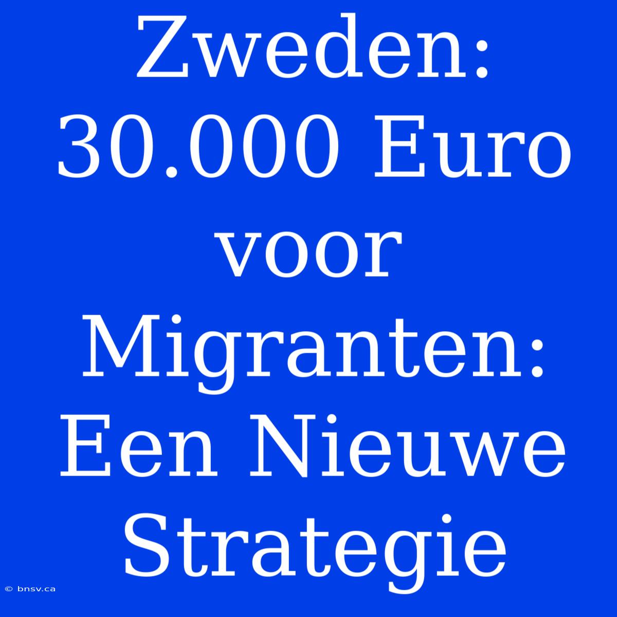 Zweden: 30.000 Euro Voor Migranten: Een Nieuwe Strategie